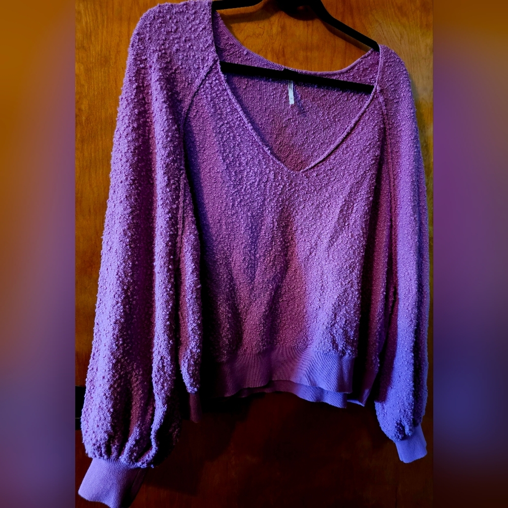 FP Movement by Free People Textured Purple Blouse